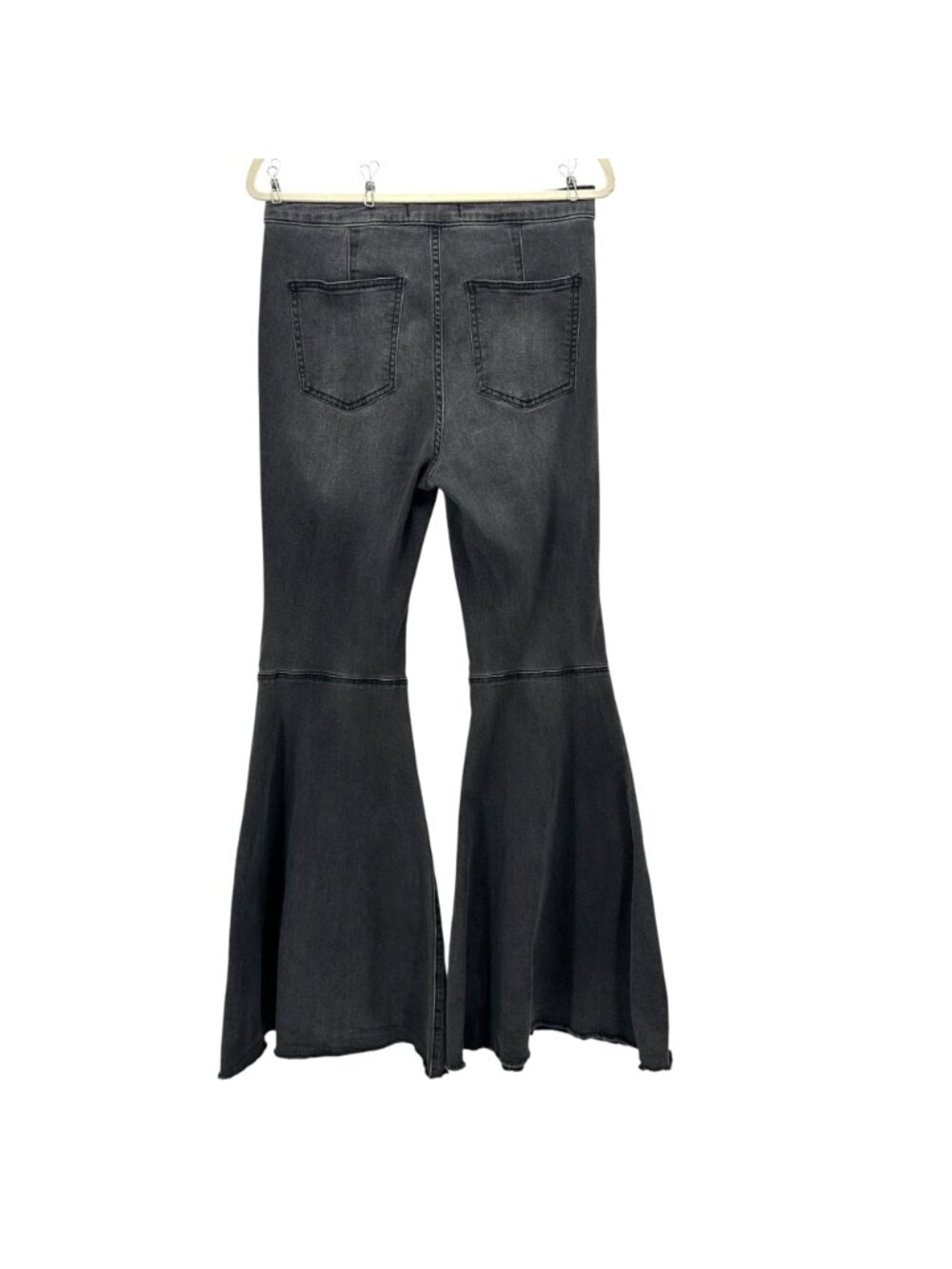 Free People Womens 29 Jeans We The Free Float On Flare Distressed Black Raw Hem - Picture 4 of 14